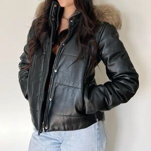 Vintage GUCCI Leather Bomber Jacket Coat Parka